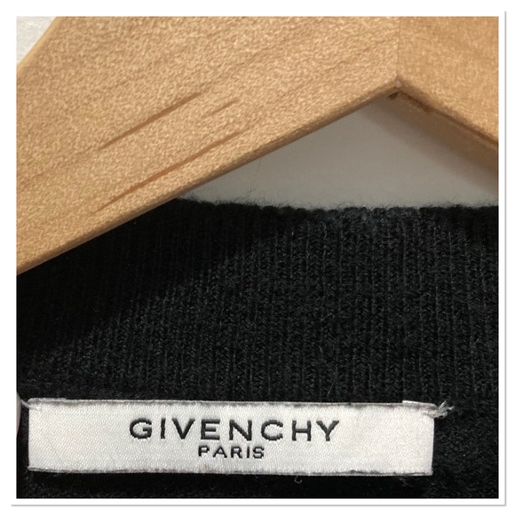 Givenchy Wool Stars & Striped Sweater Mock Neck Long Sleeve Black Red Size M - Picture 8 of 9